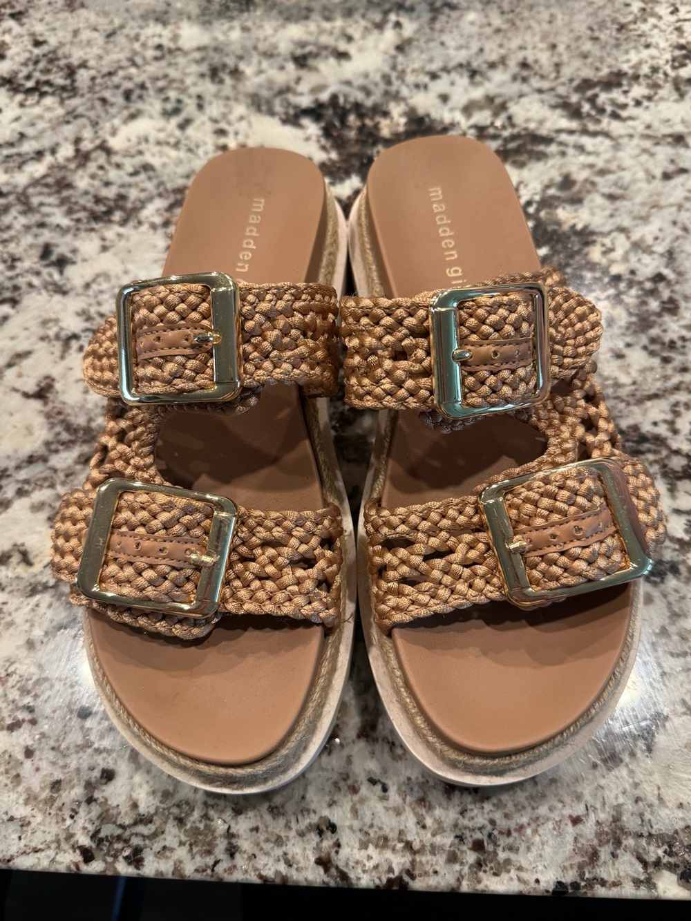 Madden Girl Tan Crochet Sandals